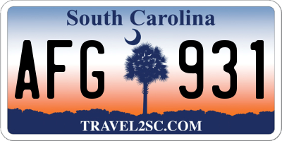SC license plate AFG931