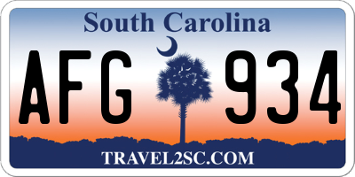 SC license plate AFG934