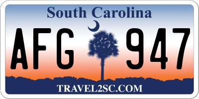SC license plate AFG947
