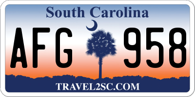 SC license plate AFG958