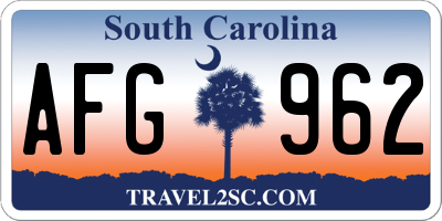 SC license plate AFG962