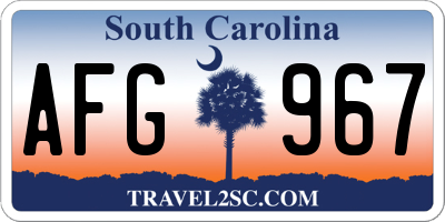 SC license plate AFG967