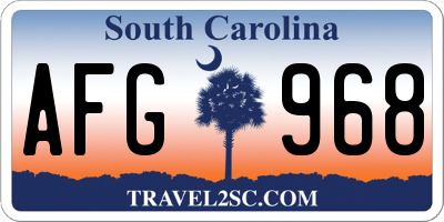 SC license plate AFG968