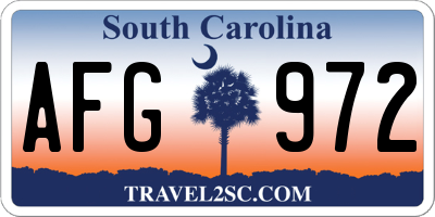 SC license plate AFG972