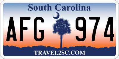 SC license plate AFG974