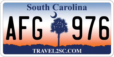 SC license plate AFG976