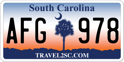 SC license plate AFG978
