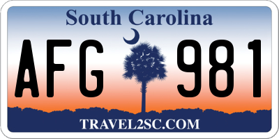 SC license plate AFG981