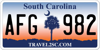 SC license plate AFG982