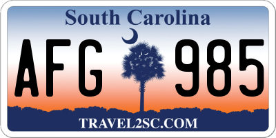 SC license plate AFG985