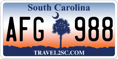 SC license plate AFG988