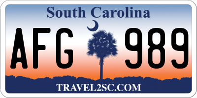 SC license plate AFG989