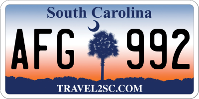 SC license plate AFG992