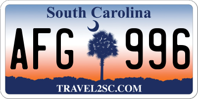 SC license plate AFG996