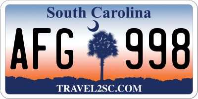 SC license plate AFG998