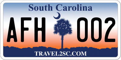 SC license plate AFH002