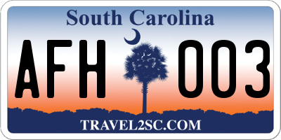 SC license plate AFH003