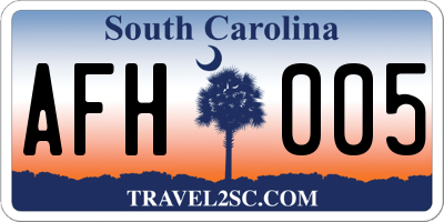 SC license plate AFH005