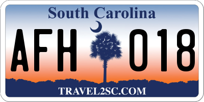 SC license plate AFH018