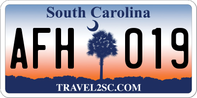SC license plate AFH019