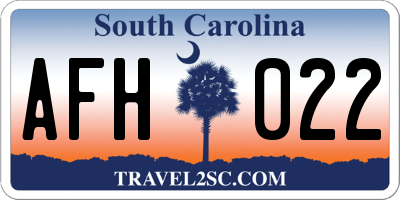 SC license plate AFH022