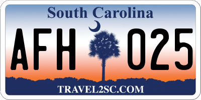 SC license plate AFH025