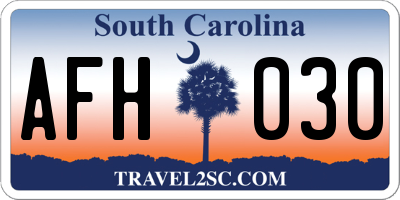 SC license plate AFH030