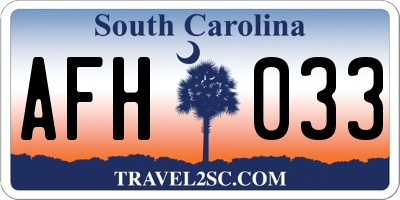 SC license plate AFH033