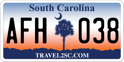 SC license plate AFH038
