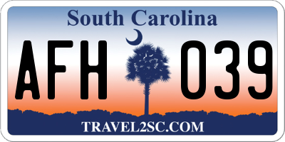 SC license plate AFH039