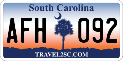 SC license plate AFH092