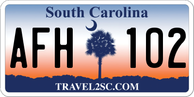 SC license plate AFH102