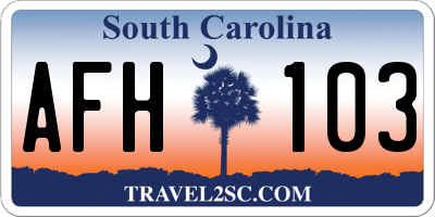 SC license plate AFH103