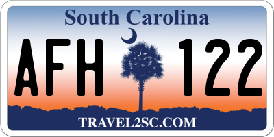 SC license plate AFH122