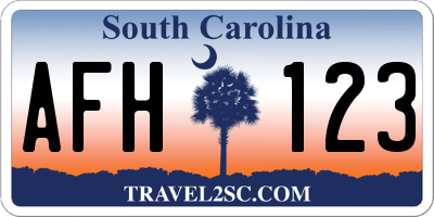 SC license plate AFH123