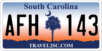 SC license plate AFH143
