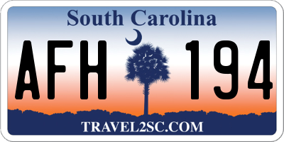 SC license plate AFH194