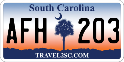 SC license plate AFH203