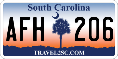 SC license plate AFH206