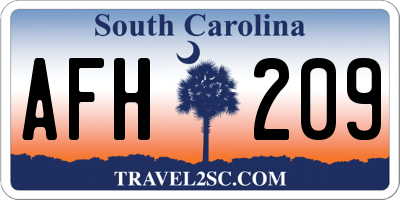 SC license plate AFH209