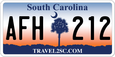 SC license plate AFH212