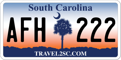 SC license plate AFH222