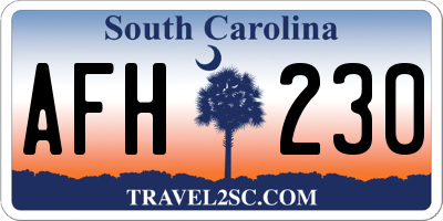 SC license plate AFH230