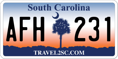 SC license plate AFH231