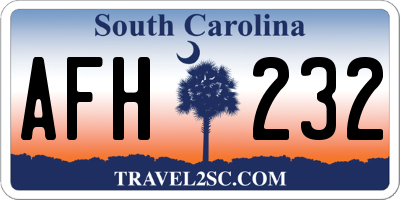 SC license plate AFH232