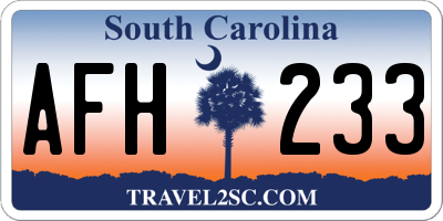 SC license plate AFH233