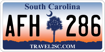 SC license plate AFH286