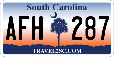 SC license plate AFH287