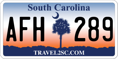 SC license plate AFH289
