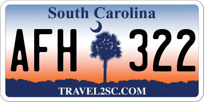 SC license plate AFH322